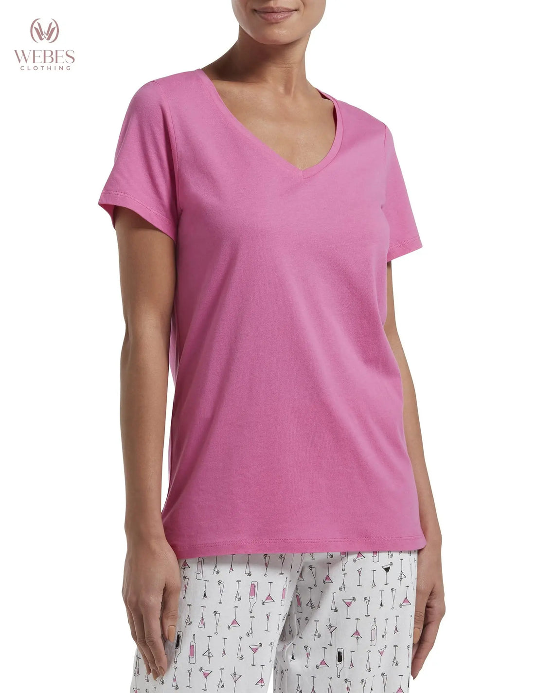 HUE Womens Sleepwell Basic Short Sleeve V-Neck T-Shirt for Lounging Or Sleeping, Made with Temperature Regulating Technology