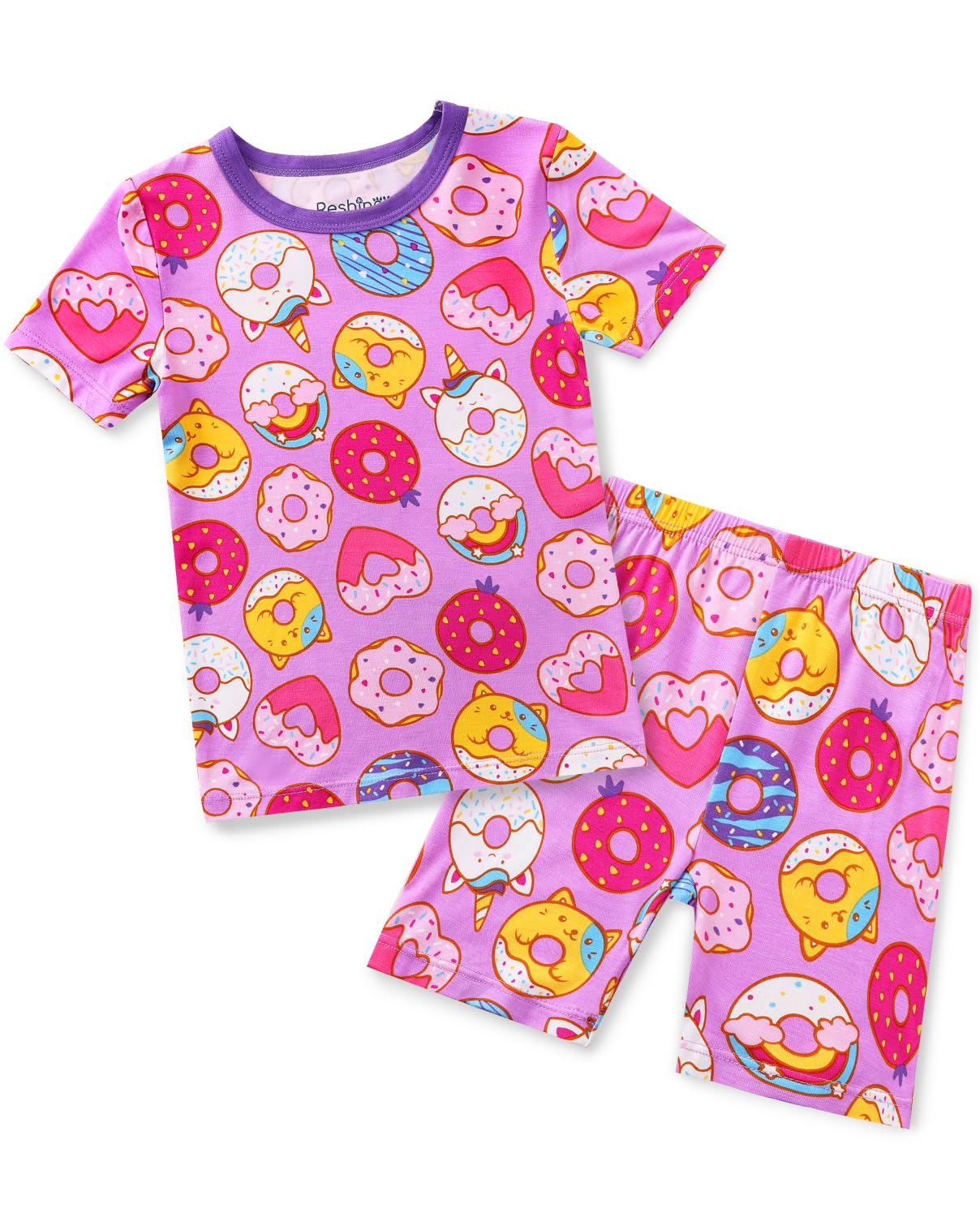 babee Reshinee Bamboo Viscose Toddler Unicorn Mermaid Girls Kids Pajamas Short Sleeve Summer Cool Snug fit Pjs, 2pcs