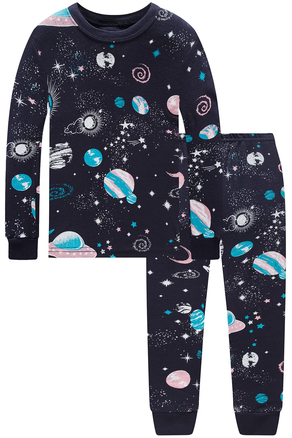 Dolphin&Fish Boys and Girls Soft Pajamas 100% Cotton Toddler Pjs Long Sleeve Kid Sleepwear Sets