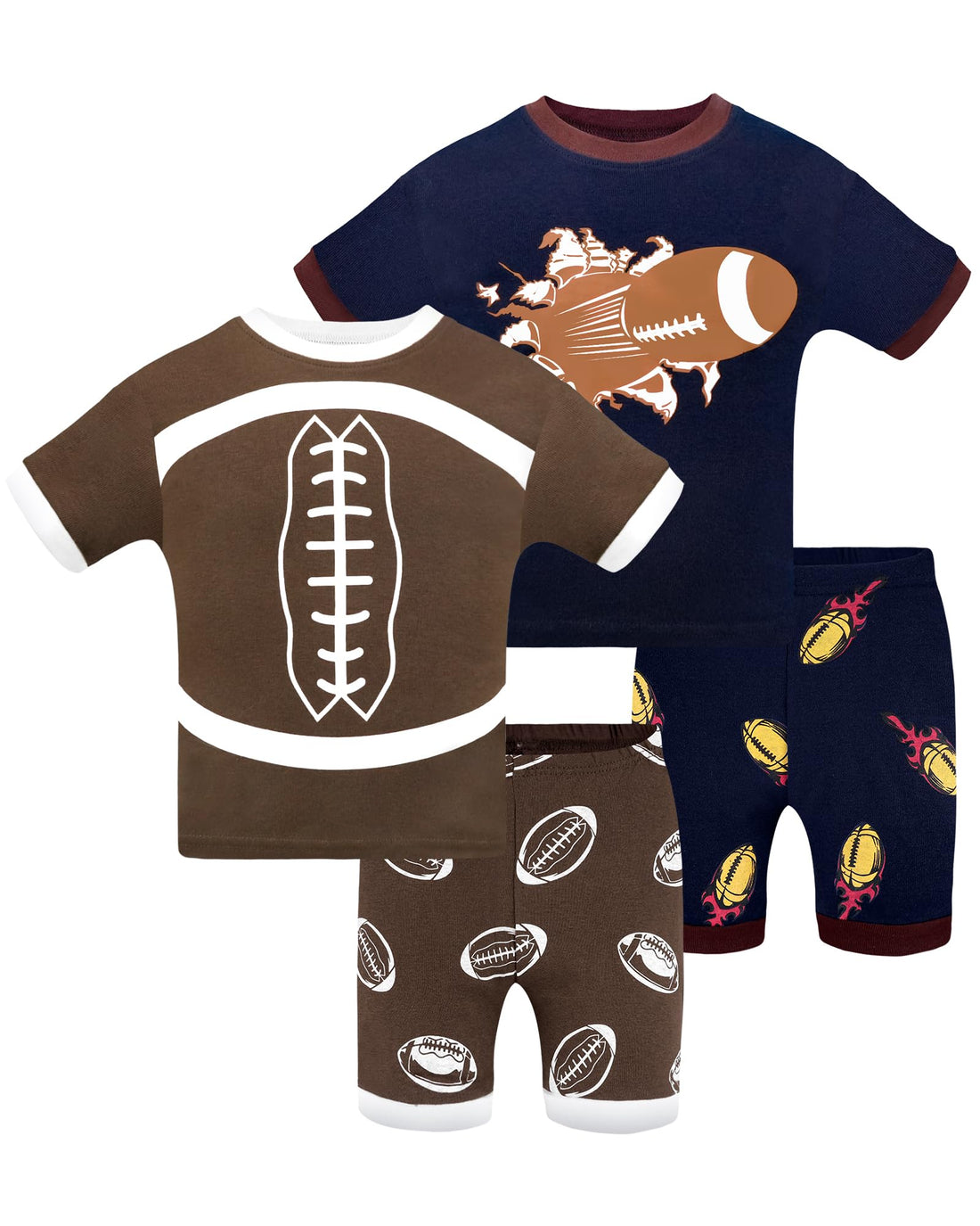 DAUGHTER QUEEN Boys Pajamas 4 Pieces Short Set 100% Cotton Sleepwear Size 18 Months-12 Years