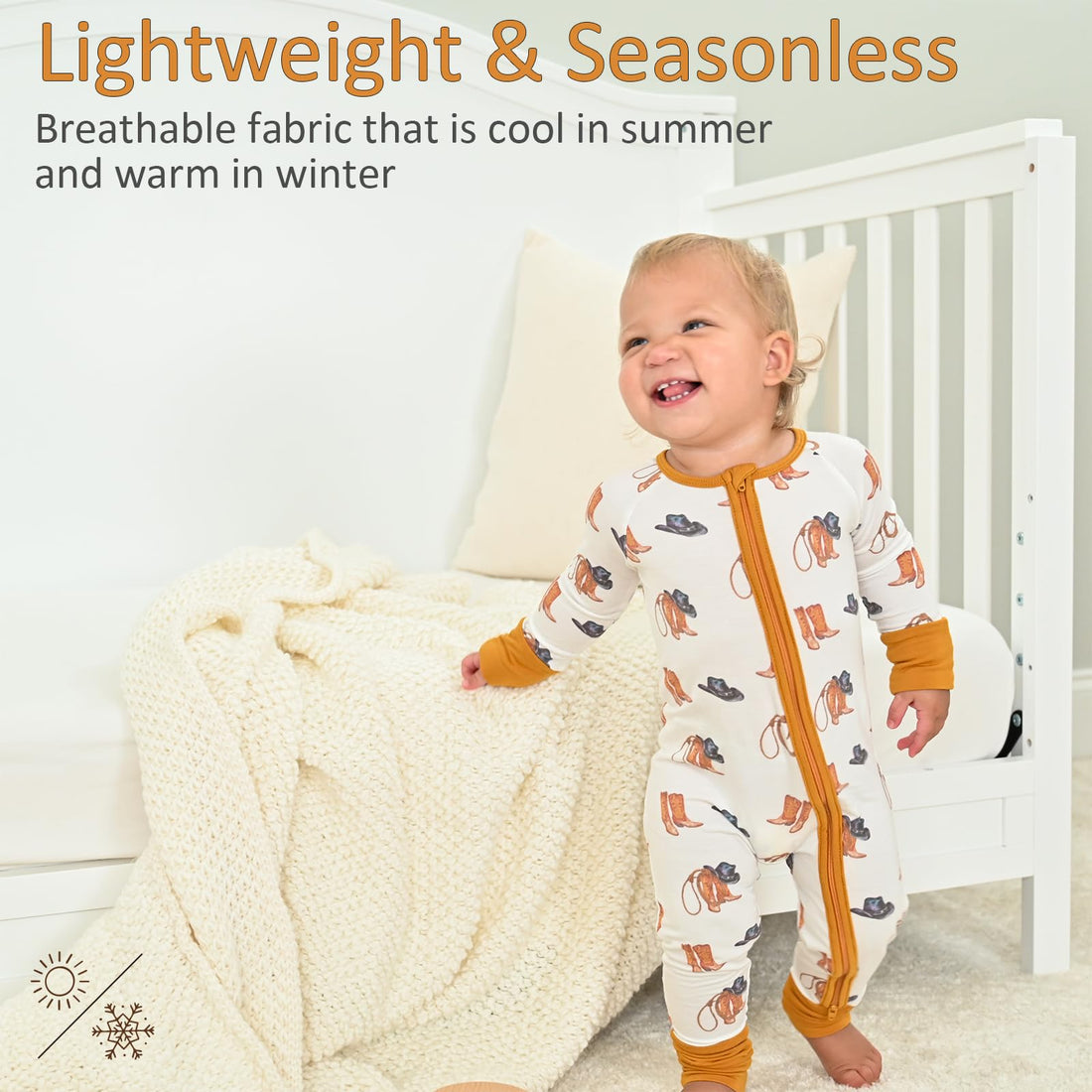 LollyBanks Baby Pajamas, Long Sleeve Baby Romper with 2-Way Zipper, 95% Viscose from Bamboo and 5% Spandex, Infant Sleepers