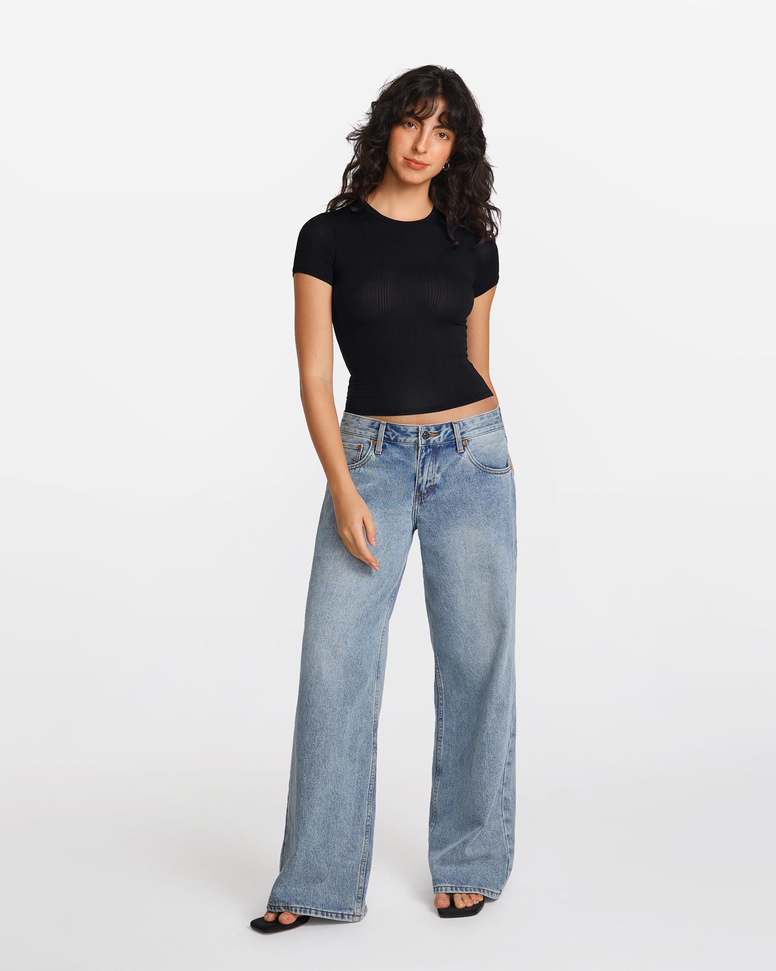 Natrelax Short Sleeve Going Out Tops for Women Modal Ribbed T Shirt Crewneck Summer Basic Slim Fit Sleep Tee WEBE CLOTHING