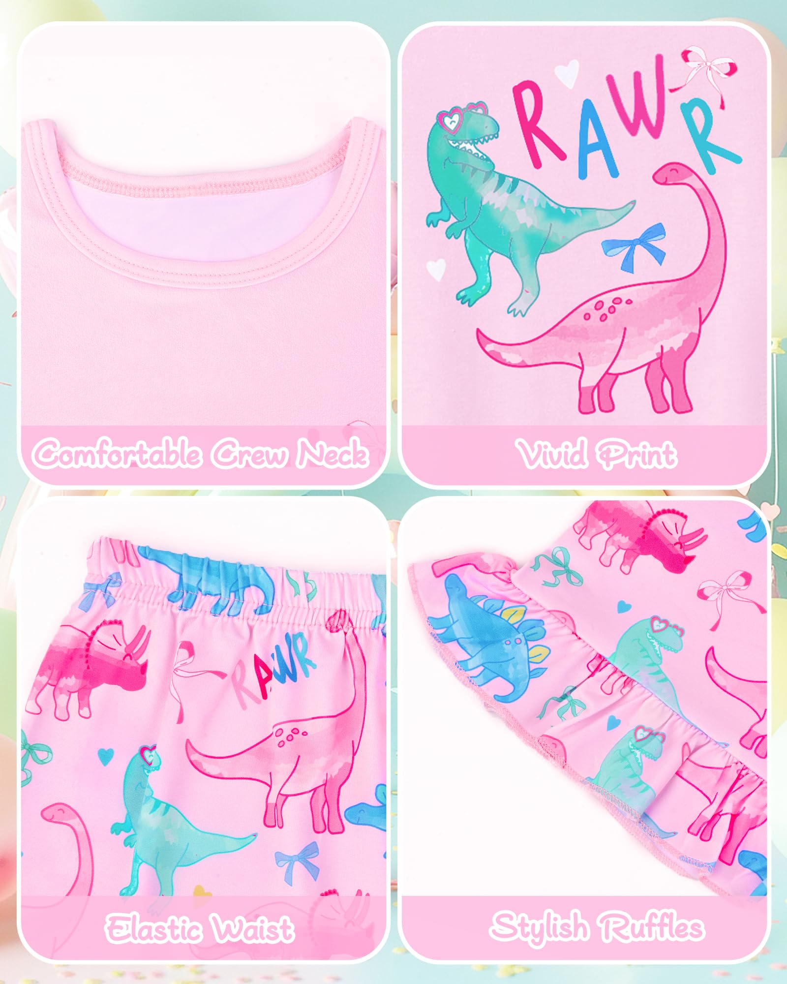 Sylfairy Girls Pajamas Summer Toddler Girl Pajamas Sets Short Sleeve Girls' Cute Sleepwear Pjs