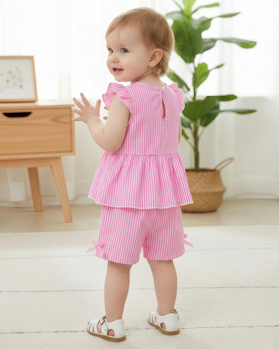 Jecson Toddler Baby Girl Summer Clothes Cotton Ruffled Sleeve Shirt Tops and Shorts Set Outfits 12Months-4T WEBE CLOTHING