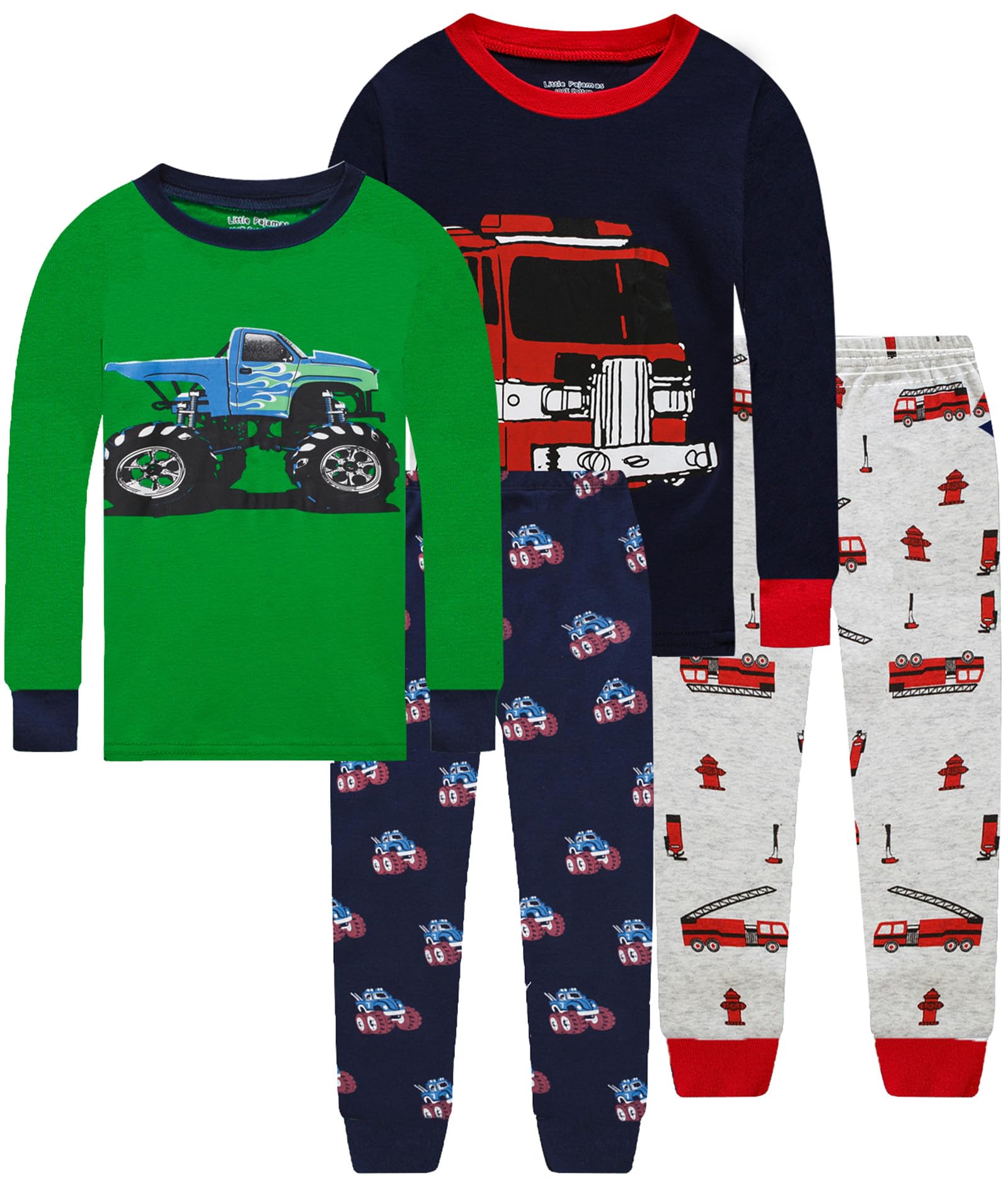 Dolphin&Fish Boys Pajamas 4Piece Toddler Kids Pjs Sets Cotton Toddler Clothes Sleepwears