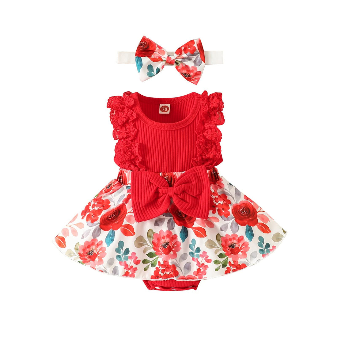 Baby Girl Clothes Newborn Romper Dress Infant Lace Ruffle Sleeveless Summer Outfits with Headband 0-12 Months WEBE CLOTHING