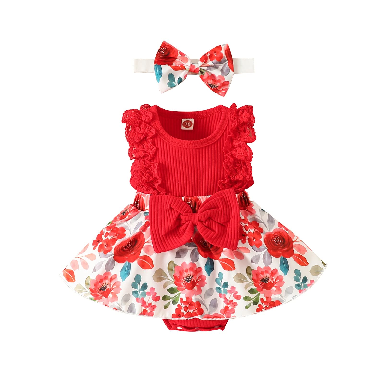Baby Girl Clothes Newborn Romper Dress Infant Lace Ruffle Sleeveless Summer Outfits with Headband 0-12 Months WEBE CLOTHING