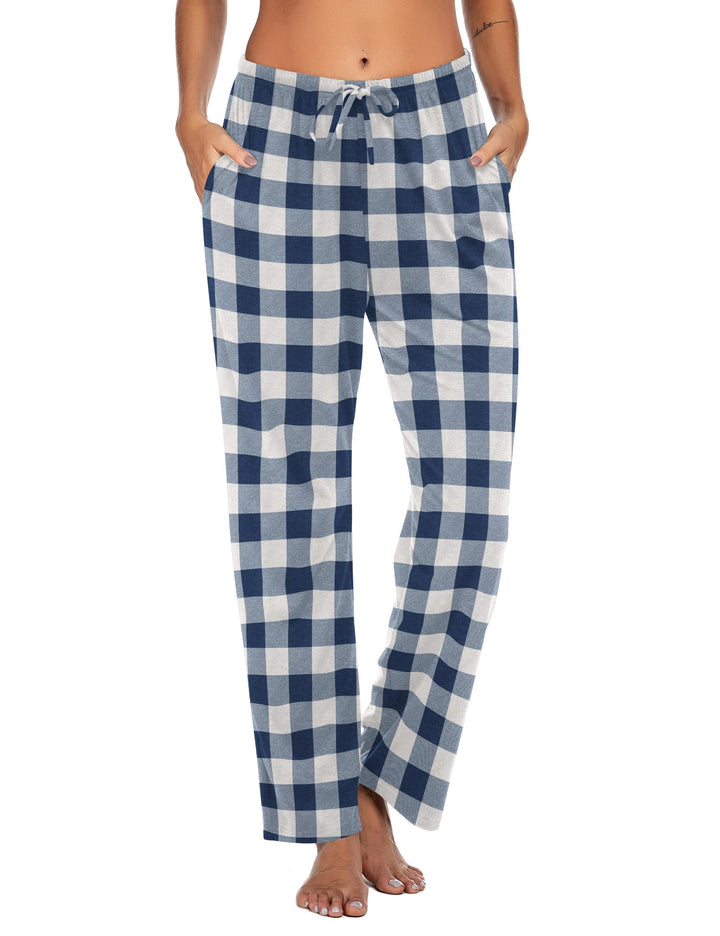 Ekouaer Women Pajama Pants Comfy Pj Bottom with Pockets Stretch Plaid Sleepwear