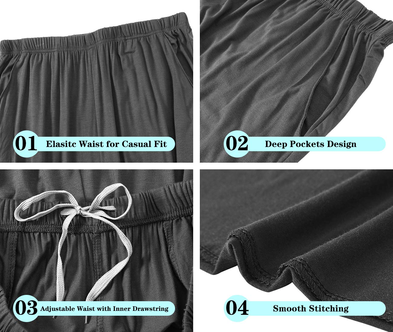 JINSHI Womens Pajama Pants with Pockets Soft Comfortable Lightweight Elastic Drawstring Modal Pajama Bottoms Lounge Pants