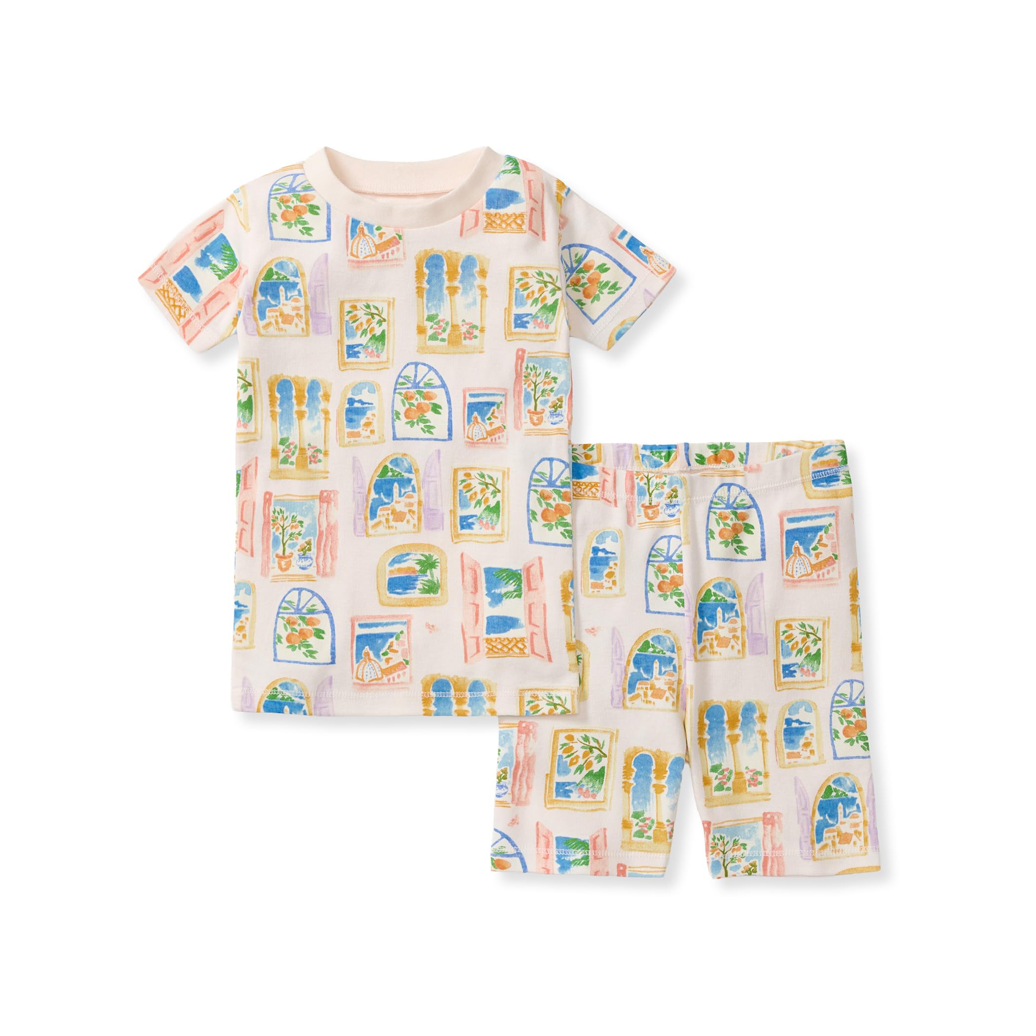 Burt's Bees Baby Unisex Cotton Pajamas, 2-Piece Short Sleeve Tee & Shorts