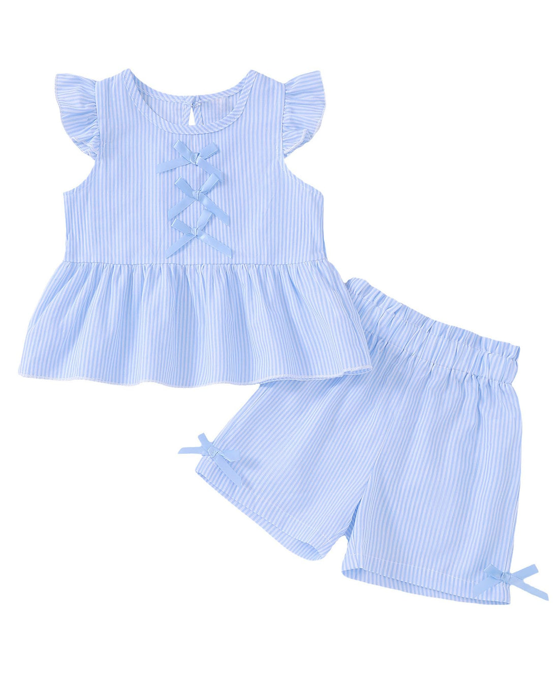 Jecson Toddler Baby Girl Summer Clothes Cotton Ruffled Sleeve Shirt Tops and Shorts Set Outfits 12Months-4T WEBE CLOTHING