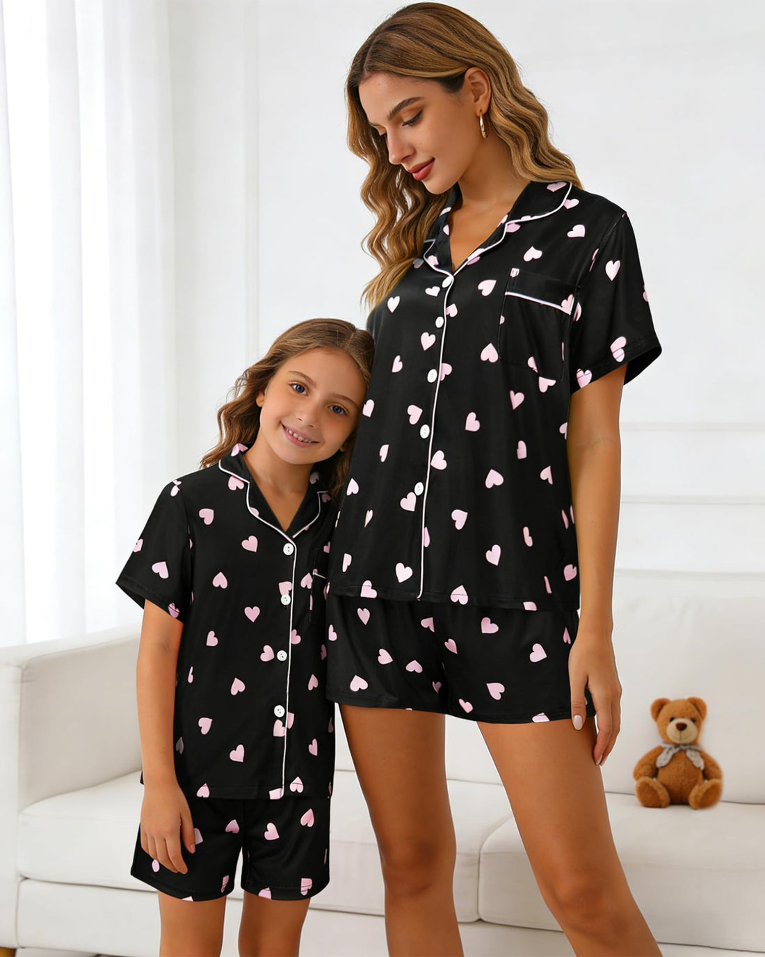 MyFav Mommy and Me Pajamas Set Mother Daughter Matching Family Sleepwear Button Down Nightwear WEBE CLOTHING