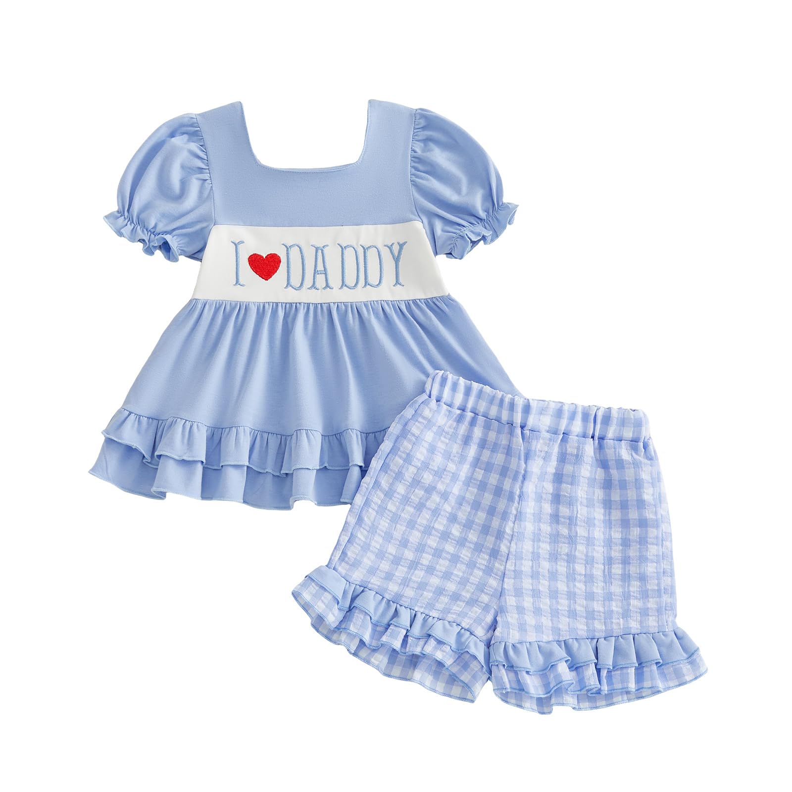 Toddler Baby Girl Summer Clothes T-Shirt Shorts Set Cute Outfits | Toddler Baby Girl Summer Clothes Short Sleeves T-Shirt Tops and Ruffled Shorts Set Cute Summer Outfits 2Pcs WEBE CLOTHING