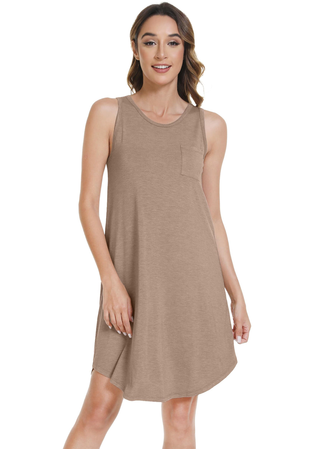 WiWi Tank Nightgown for Women Soft Comfy Sleeveless Sleep Gowns Viscose from Bamboo Cooling Sleepwear S-XXL WEBE CLOTHING