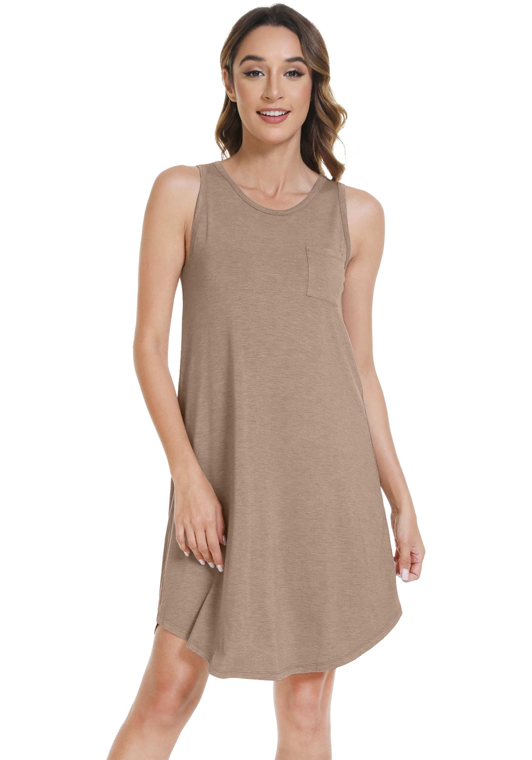 WiWi Tank Nightgown for Women Soft Comfy Sleeveless Sleep Gowns Viscose from Bamboo Cooling Sleepwear S-XXL WEBE CLOTHING