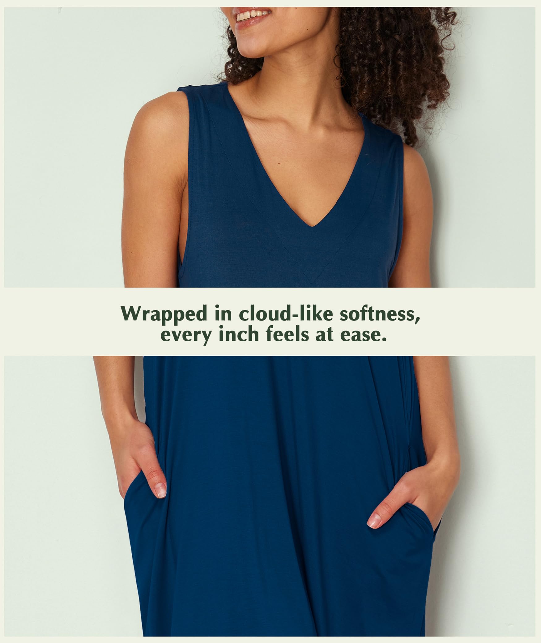GYS Bamboo Viscose Women's Nightgowns V Neck Sleeveless Tank Pajama Dress for Women WEBE CLOTHING