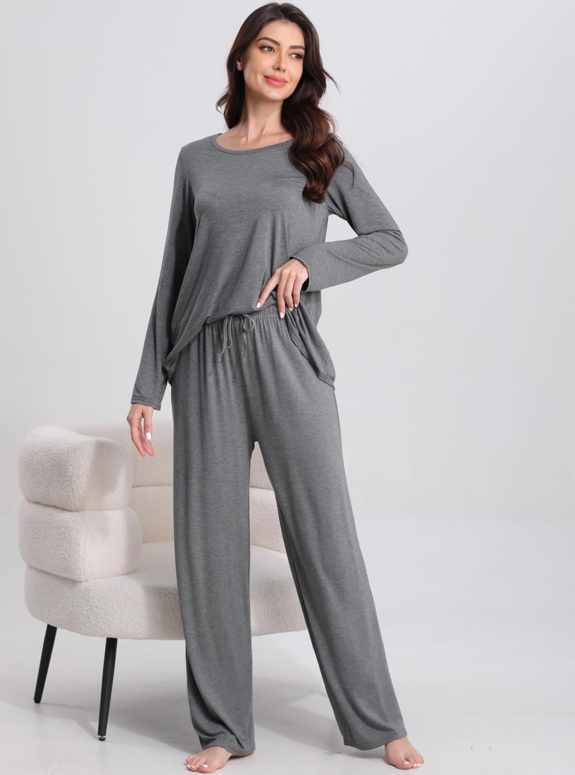 FEQO 3 Pack Women's Lounge Pants Wide Leg Yoga Pants Soft Pajama Bottoms Drawstring Casual Loose Sweatpants