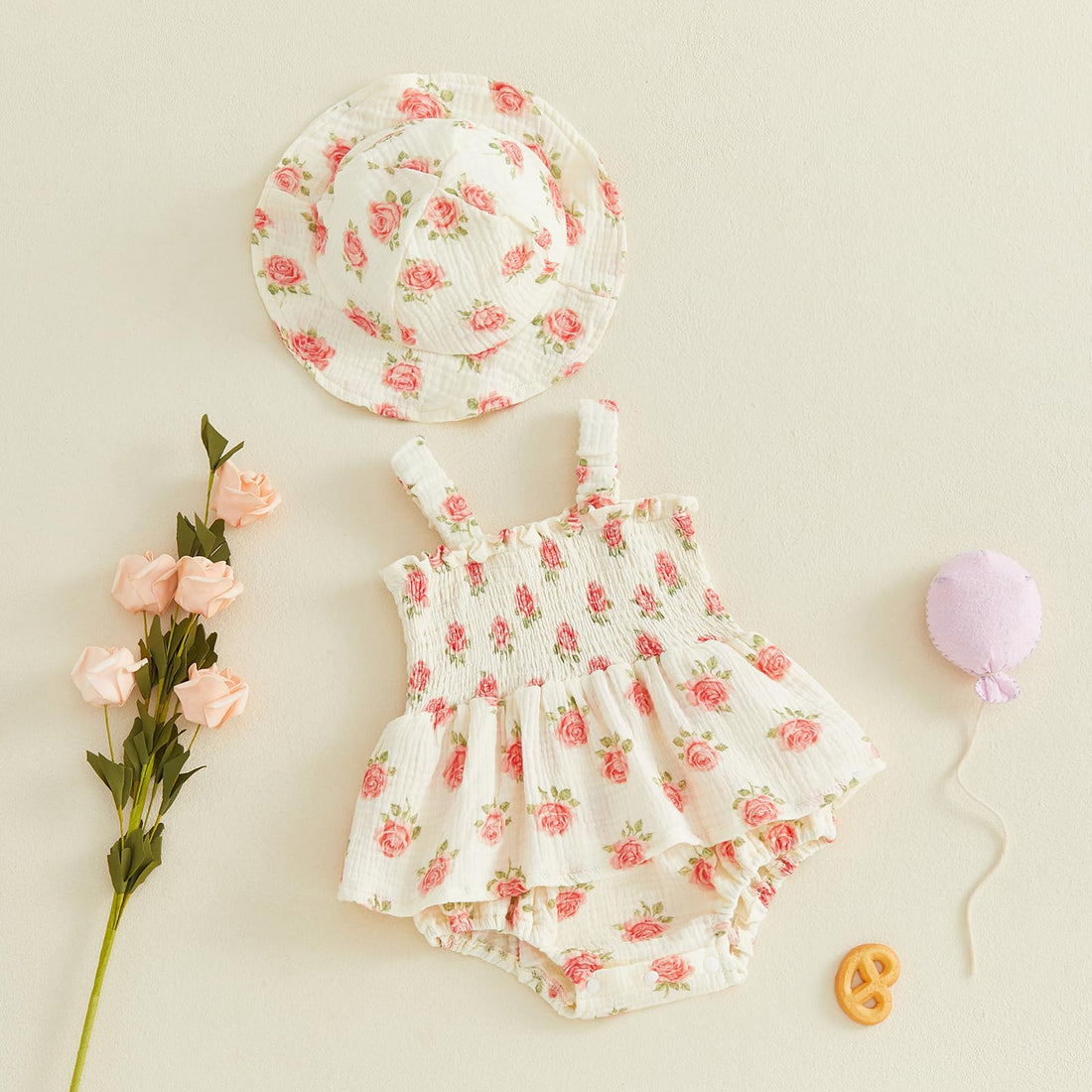 Mubineo Baby Girl Clothes Summer Dress Cotton Linen Romper Sleeveless Smocked Rompers Sun Dress Hat Skirt Boho Outfits WEBE CLOTHING