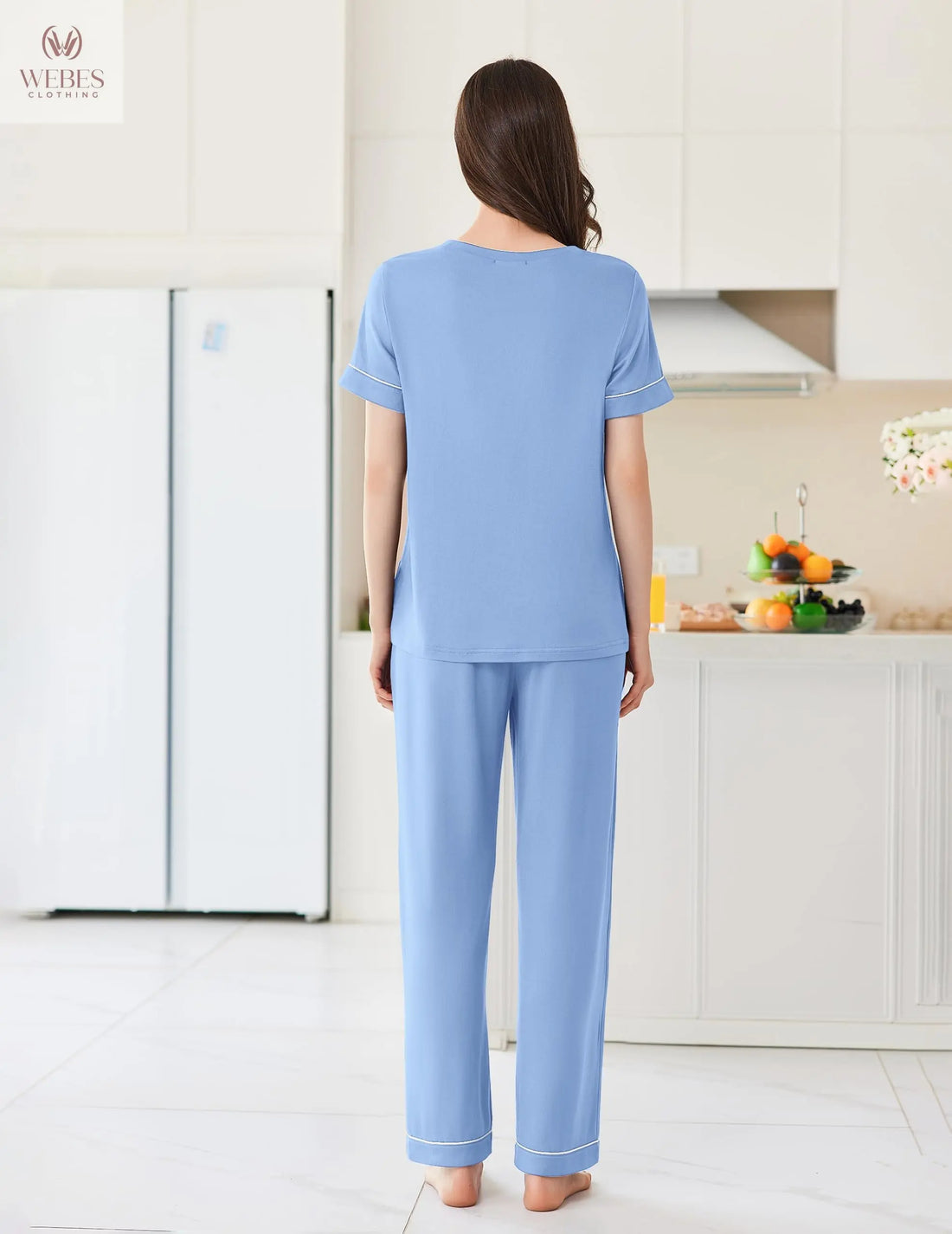Ekouaer Womens Pajama Sets 2 Piece Pjs Sleepwear Comfy Lounge Set | Short Sleeve Top & Long Pants with Pockets,Soft Lightweight Stretchy Fabric,Summer Loungewear,Gift for Wife,Mom,Friends WEBE CLOTHING