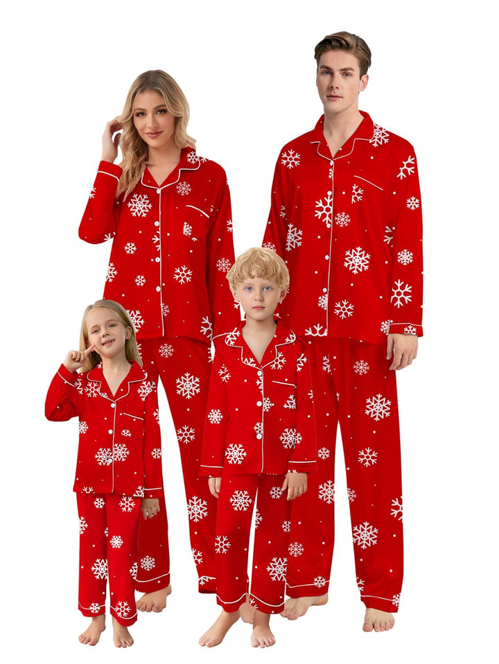 Schbbbta Christmas Family Silk Pajamas Matching Sets Long Sleeve Pj Set Satin Button Down Holiday Sleepwear