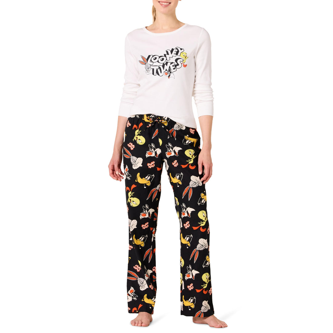 Amazon Essentials Women's Lightweight Flannel Pajama Pant and Long-Sleeve T-Shirt Sleep Set