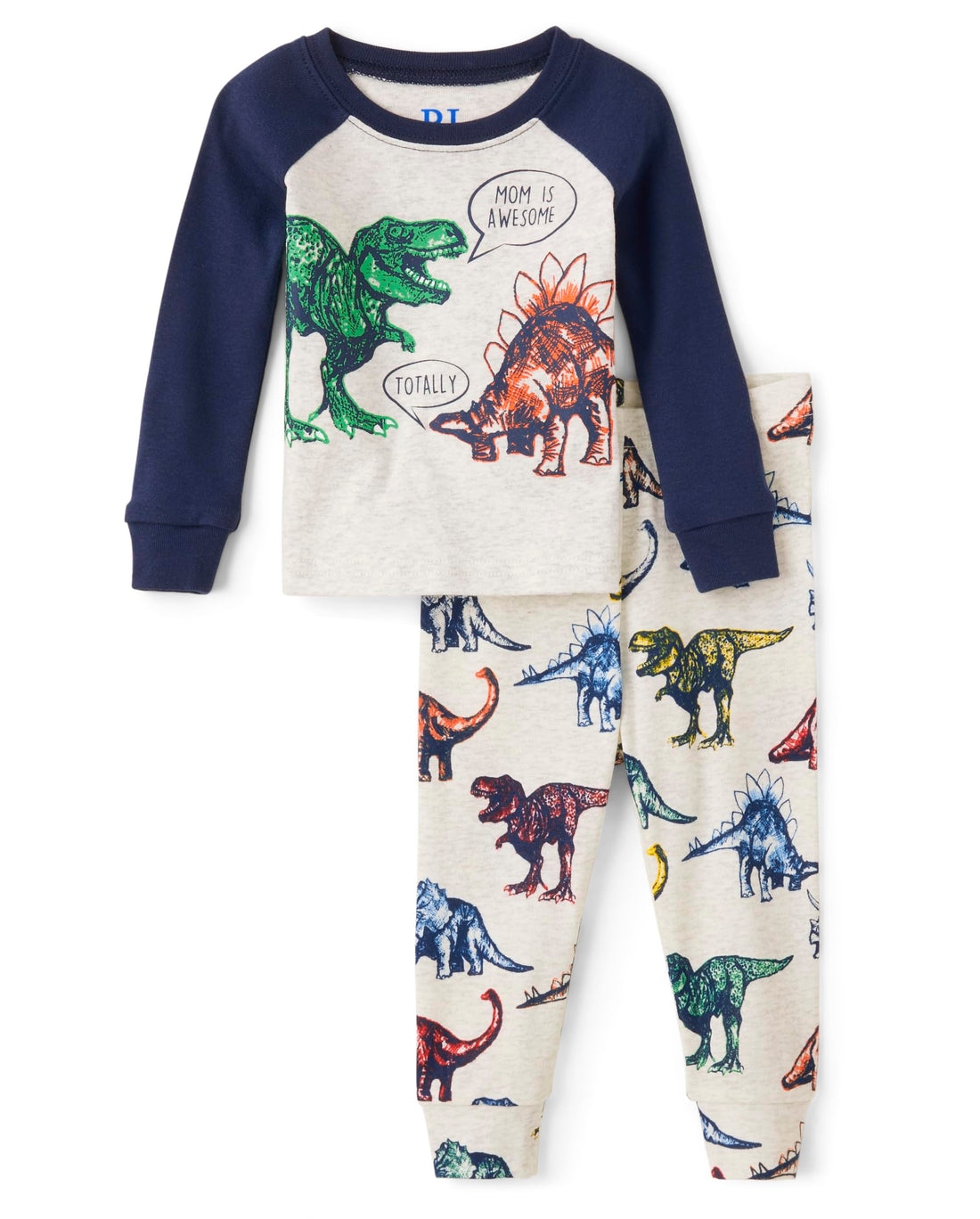 The Children's Place baby boys Button Long Sleeve Top and Pants Snug Fit 100% Cotton 2 Piece Pajama Set