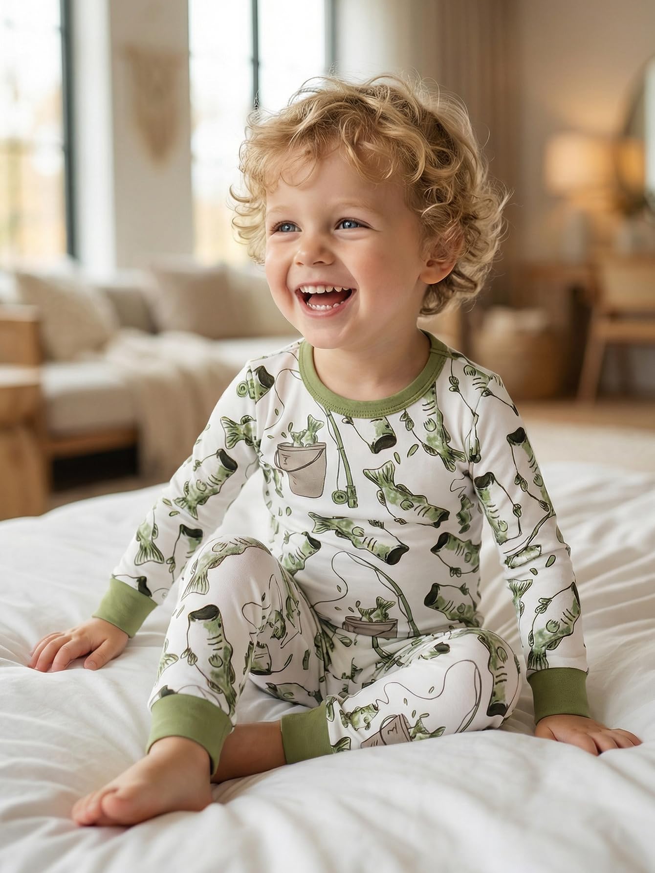 MOSSRIVER Family Pajamas Matching Sets Long Sleeve Henley Shirts Button Down Graphic Tops Cute Pjs Pants Sets Holiday Outfits