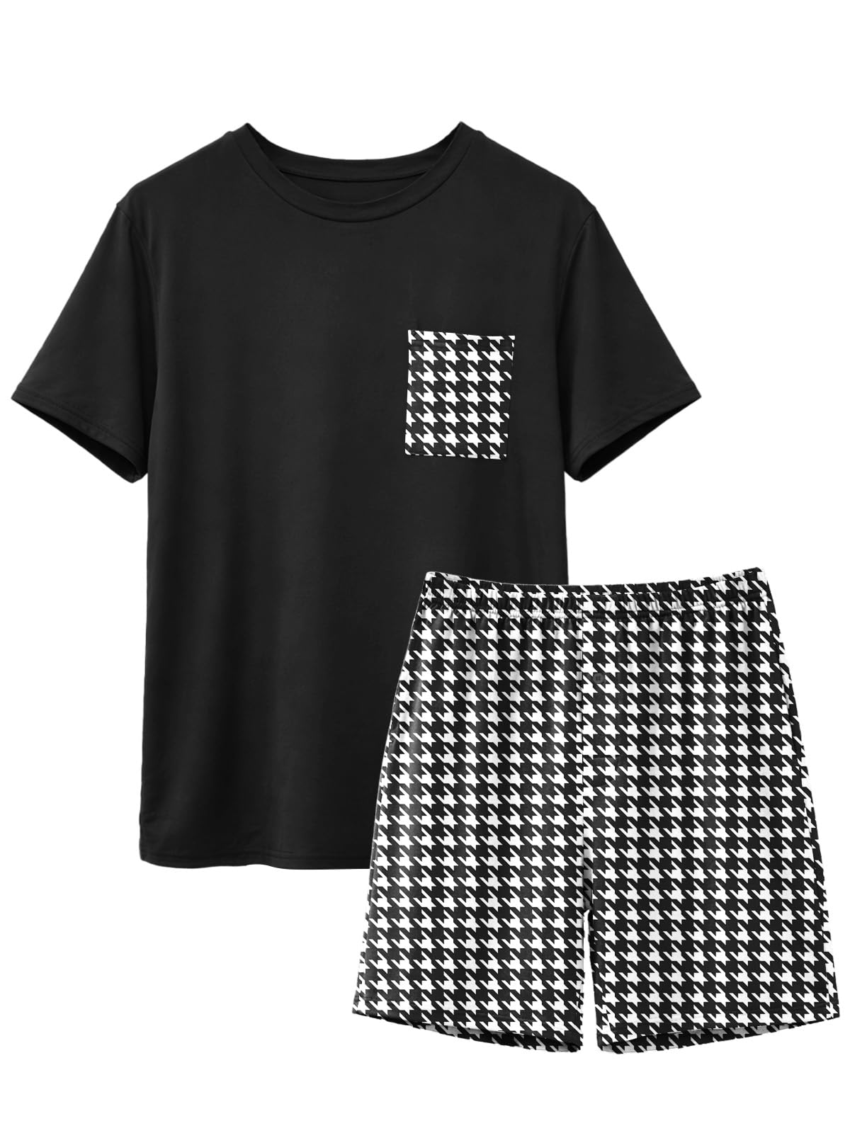 Feiersi Mens Pajama Set Sleepwear Pjs Lightweight Comfy Soft Short Sleeve Sleep Set With Pockets WEBE CLOTHING