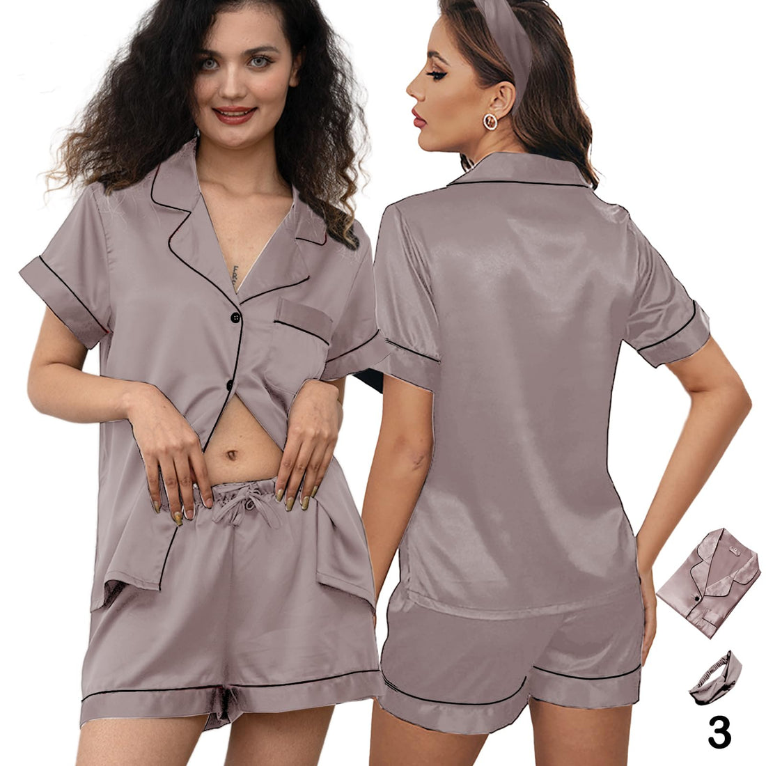 3Pcs Silk Pajamas XS-4XL Womens Satin Pajama Short Floral Sleepwear Bride Soft Pj Lounge Sets Pjs Shorts Set WEBE CLOTHING