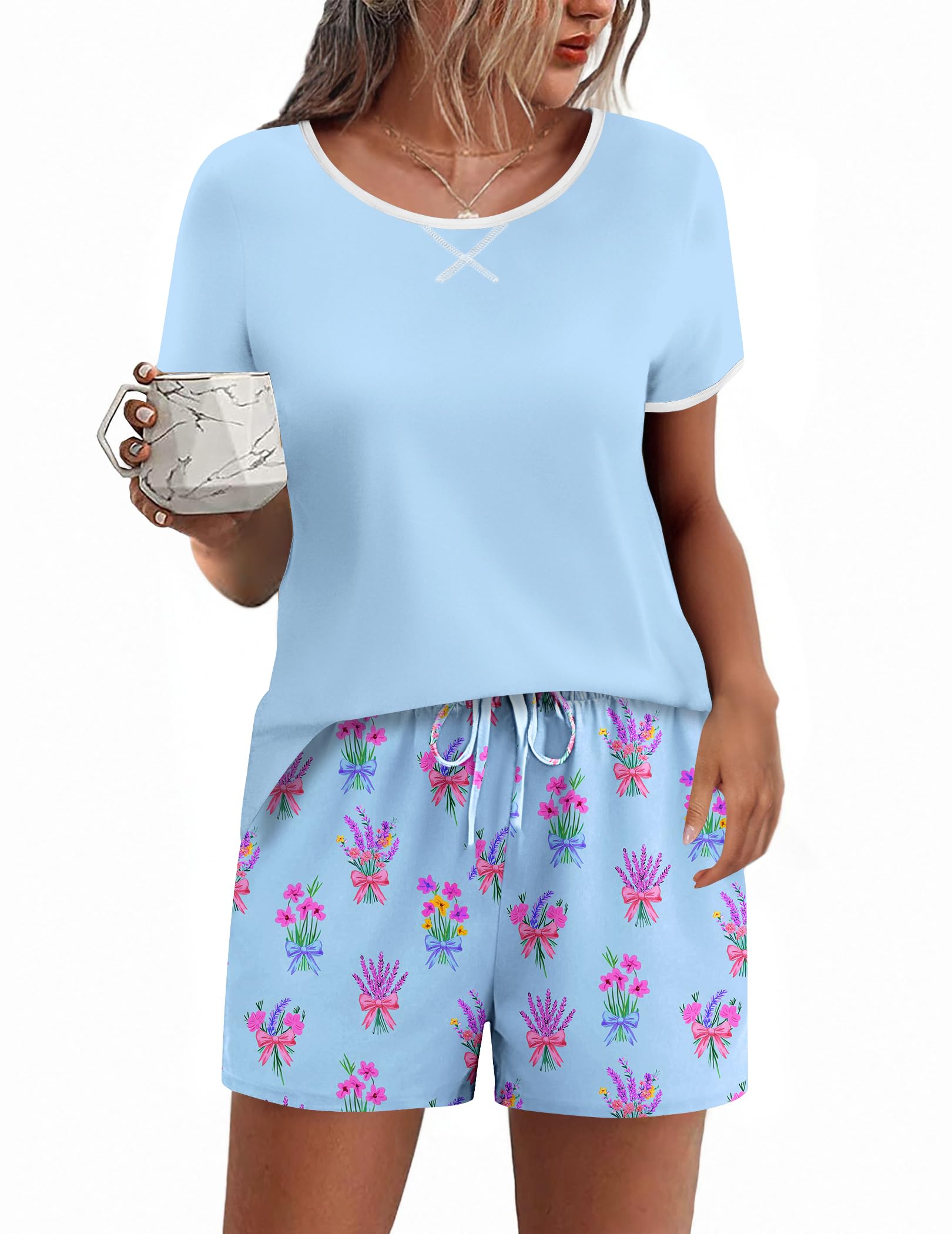 Ekouaer Women Pajama Set Casual Short Set