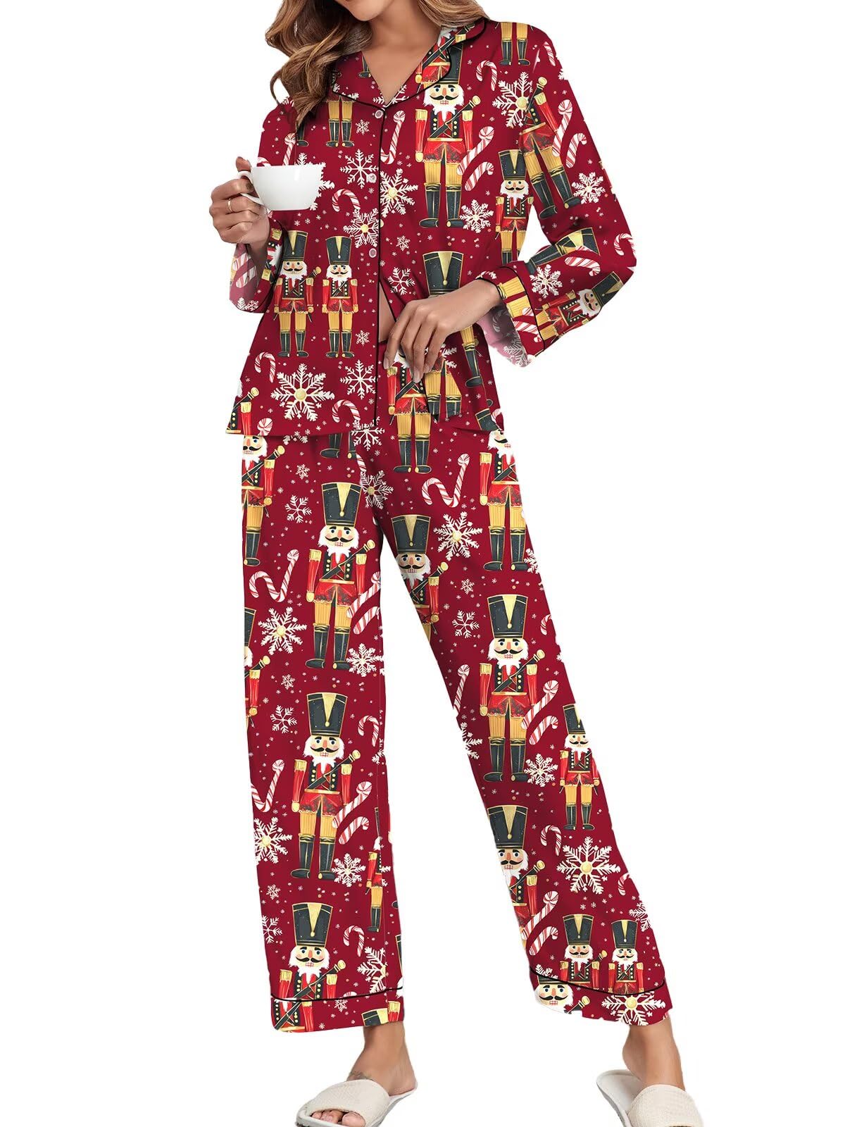 Brosloth Women's Silk Satin Pajamas Long Sleeve Button Up Loungewear Set | Button Down Animal Print Pajamas, Ladies Fancy Pajama sets, Two Piece Lounge Set, Notch Collar Lightweight Sleepwear, Gift WEBE CLOTHING