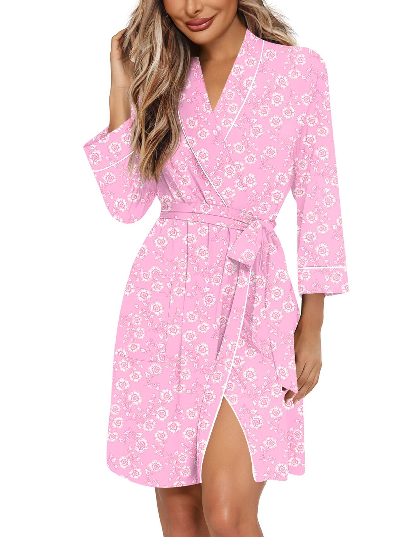 Ekouaer Women Robes Bathrobe Short Kimono Robe Soft Bathrobes with Pockets WEBE CLOTHING