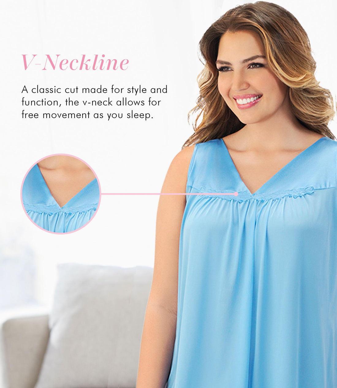 Exquisite Form Women's 30107 Nylon Tricot Sleeveless Short Knee Length Nightgown WEBE CLOTHING