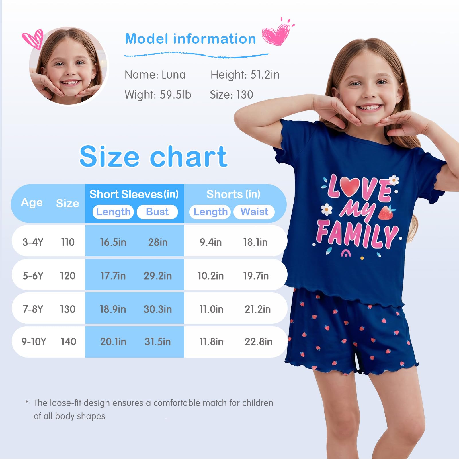 Play Tailor Girls Pajamas for Toddler Ruffled Kids Pajamas Set Short Sleeves Summer Pjs Sleepwear for Girl