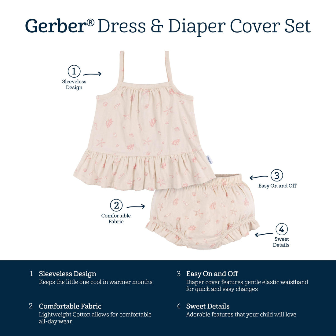 Gerber Baby Girls' Sleeveless Tunic Top and Diaper Cover Set WEBE CLOTHING