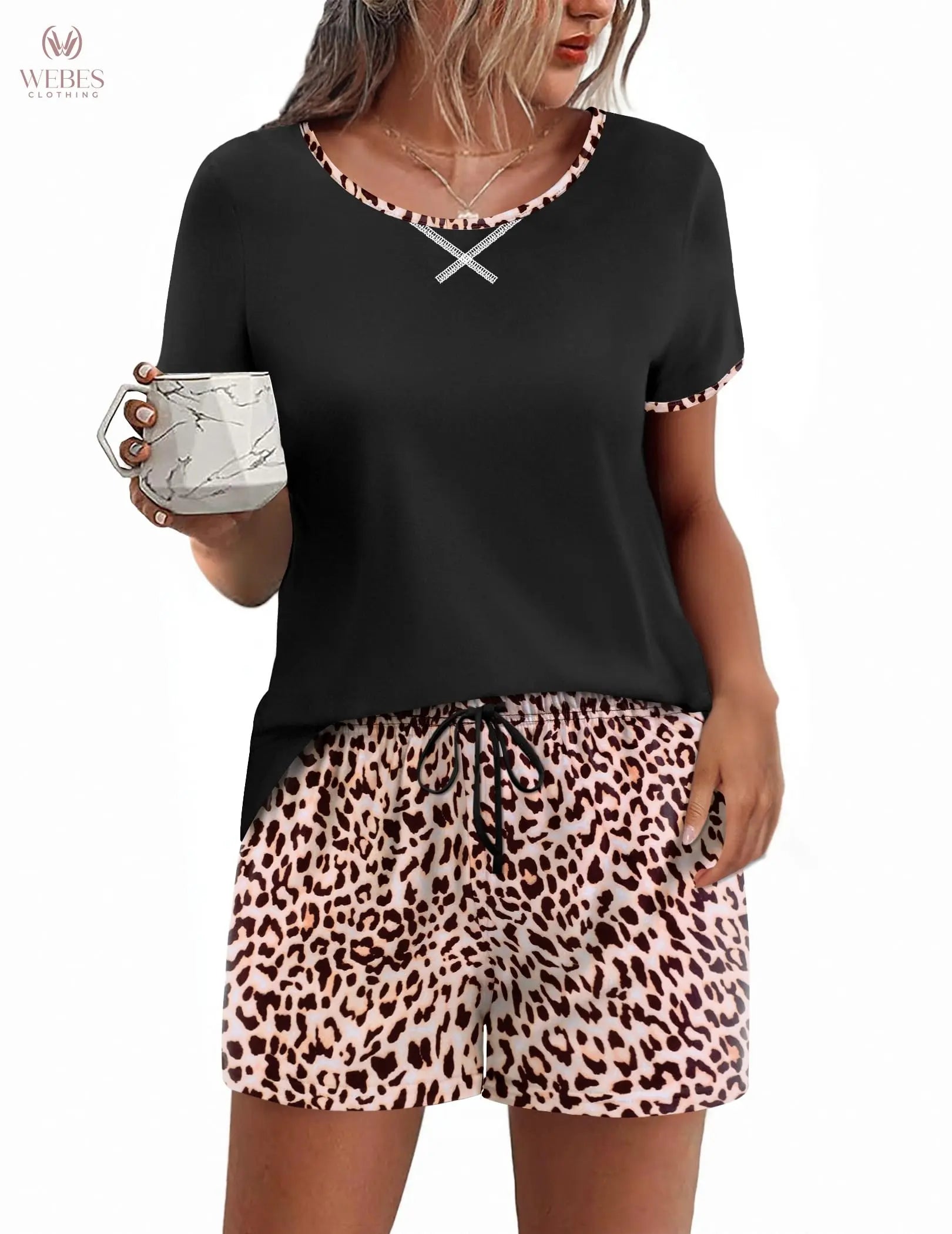 Ekouaer Women Pajama Set Casual Short Set