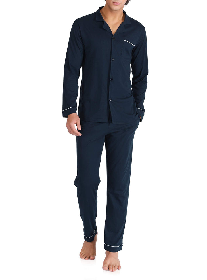 DAVID ARCHY Mens Pajamas Set Soft Cotton Notched Collar Pajamas for Men Long Sleeve Mens Sleepwear with Pockets & Front Fly WEBE CLOTHING