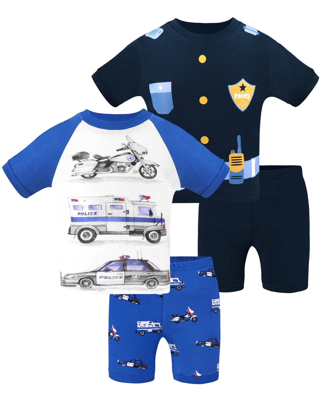 DAUGHTER QUEEN Boys Pajamas 4 Pieces Short Set 100% Cotton Sleepwear Size 18 Months-12 Years