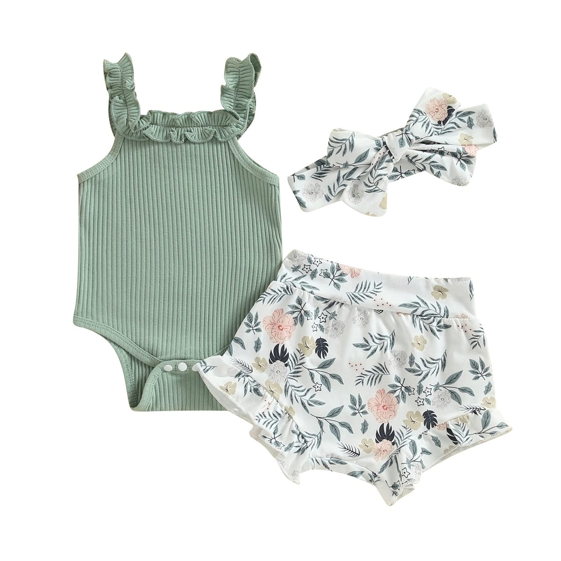 Newborn Baby Girl Summer Clothes Boho Infant Sleeveless Romper Bodysuit Shorts Headband 3Pcs Outfits WEBE CLOTHING