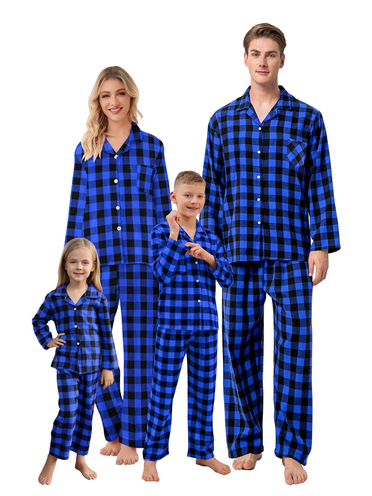 QZH.DUAO Family Christmas Pjs Matching Sets Plaid Pajamas Long Sleeve Holiday Sleepwear Set Loungewear Set