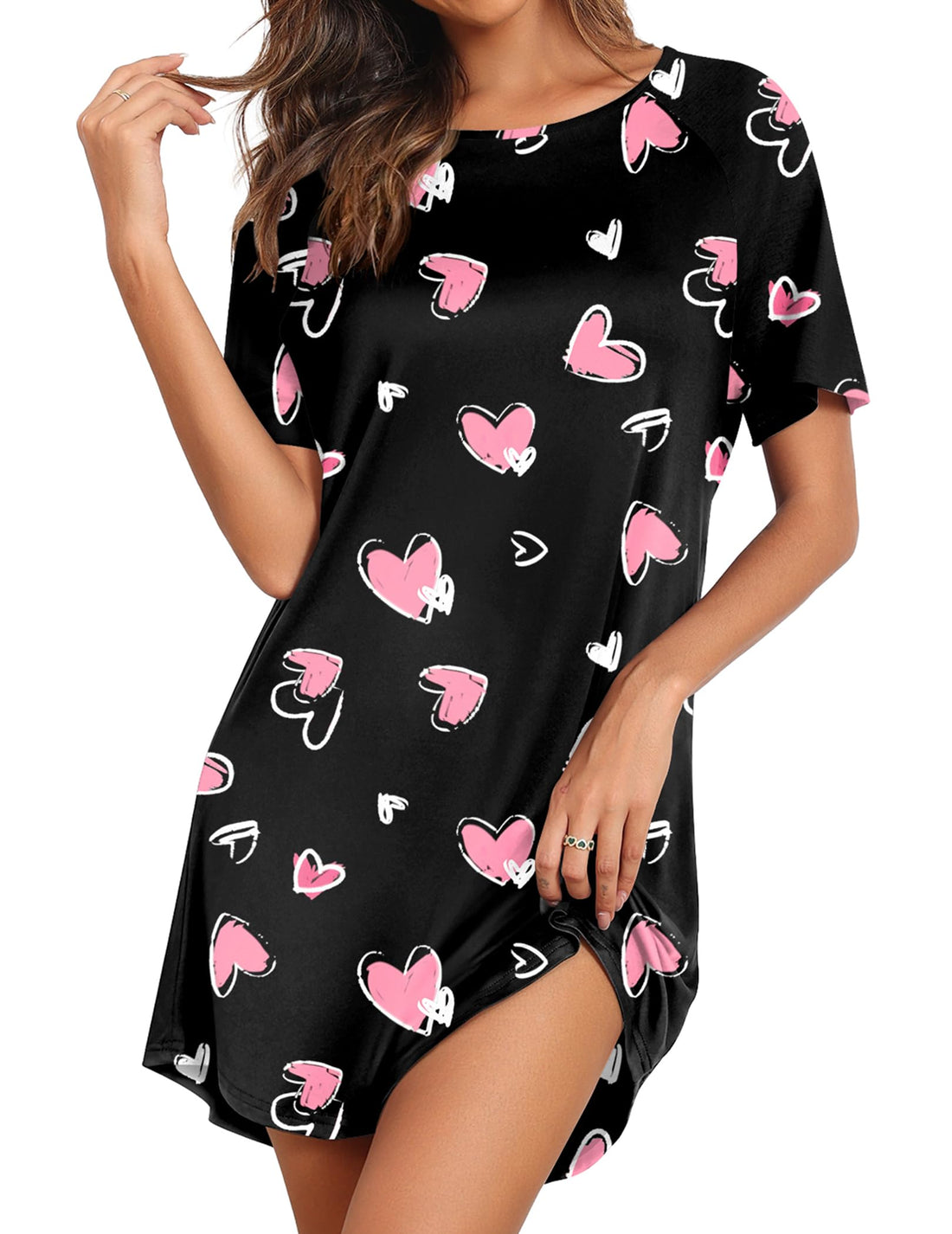 Ekouaer Sleep Shirts for Women Short Sleeve Night Shirts for Sleeping Pullover Nightgown Soft Nightdress S-XXXL