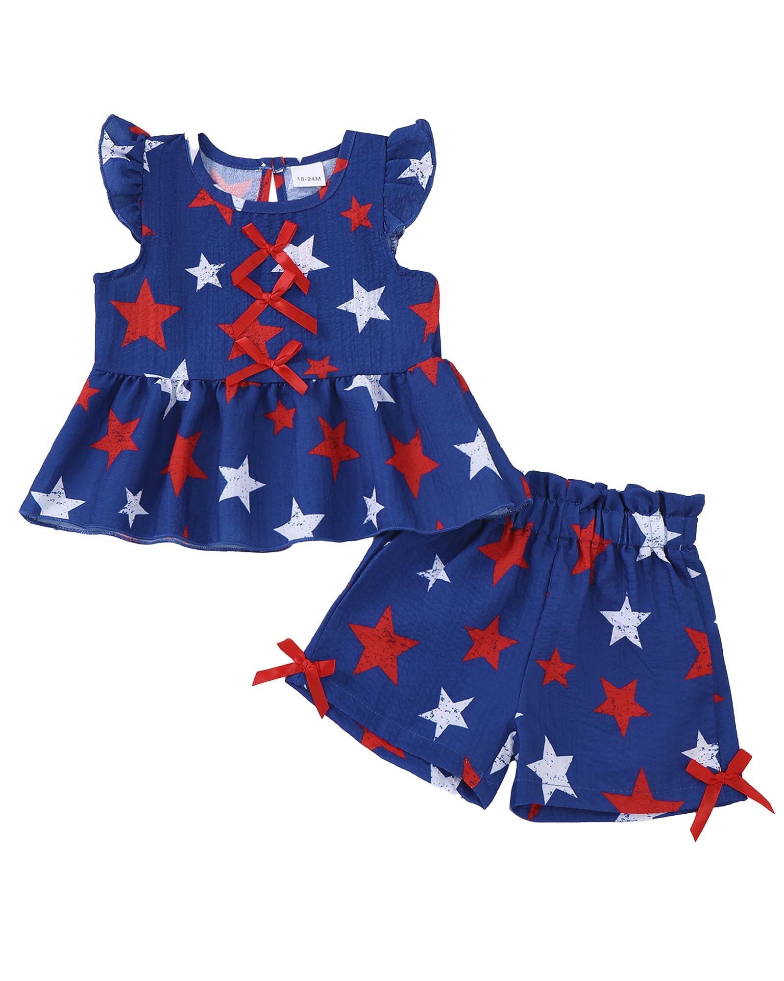 Jecson Toddler Baby Girl Summer Clothes Cotton Ruffled Sleeve Shirt Tops and Shorts Set Outfits 12Months-4T WEBE CLOTHING