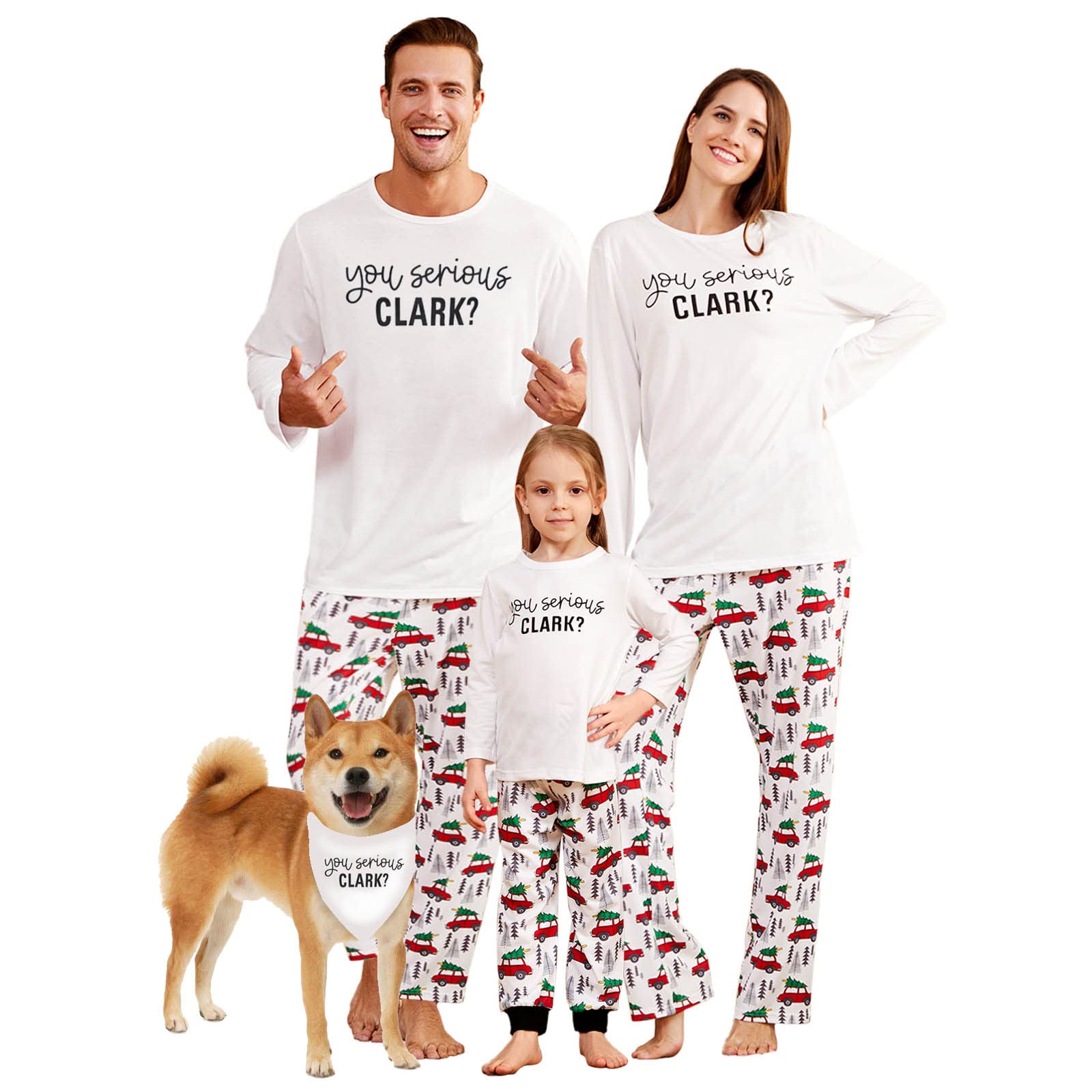 IFFEI Matching Family Pajamas Sets Christmas PJ's Letter Print Top and Plaid Bottom Sleepwear Jammies with Pockets