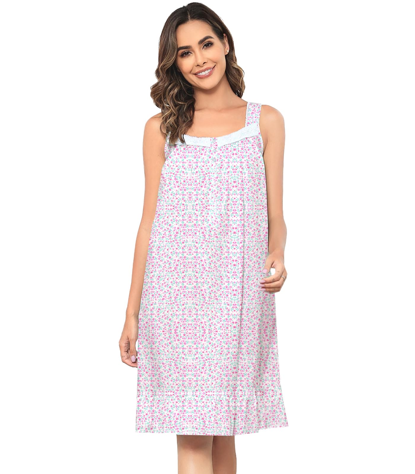 Sleeveless Nightgowns for Women 100% Cotton Nightgown Sleep Dress Soft Ladies Gowns Sleepwear Nightdress WEBE CLOTHING