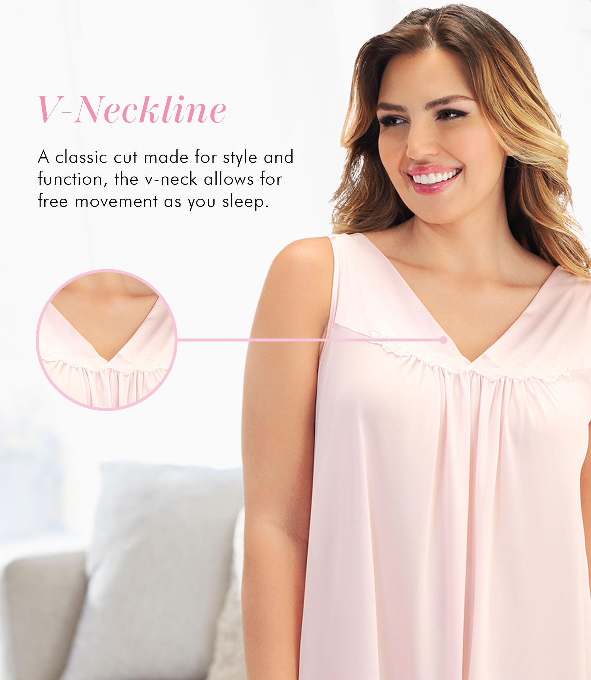 Exquisite Form Women's 30107 Nylon Tricot Sleeveless Short Knee Length Nightgown WEBE CLOTHING