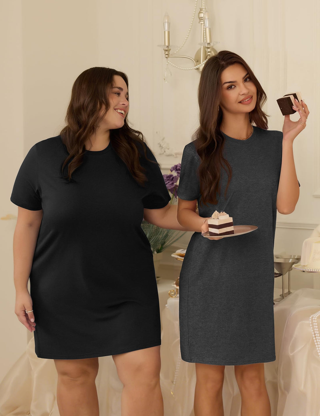 3 Pack Cotton Nightgowns for Women Short Sleeve Sleep Shirts Comfy Soft Nightshirt Pajama Sleep Dress