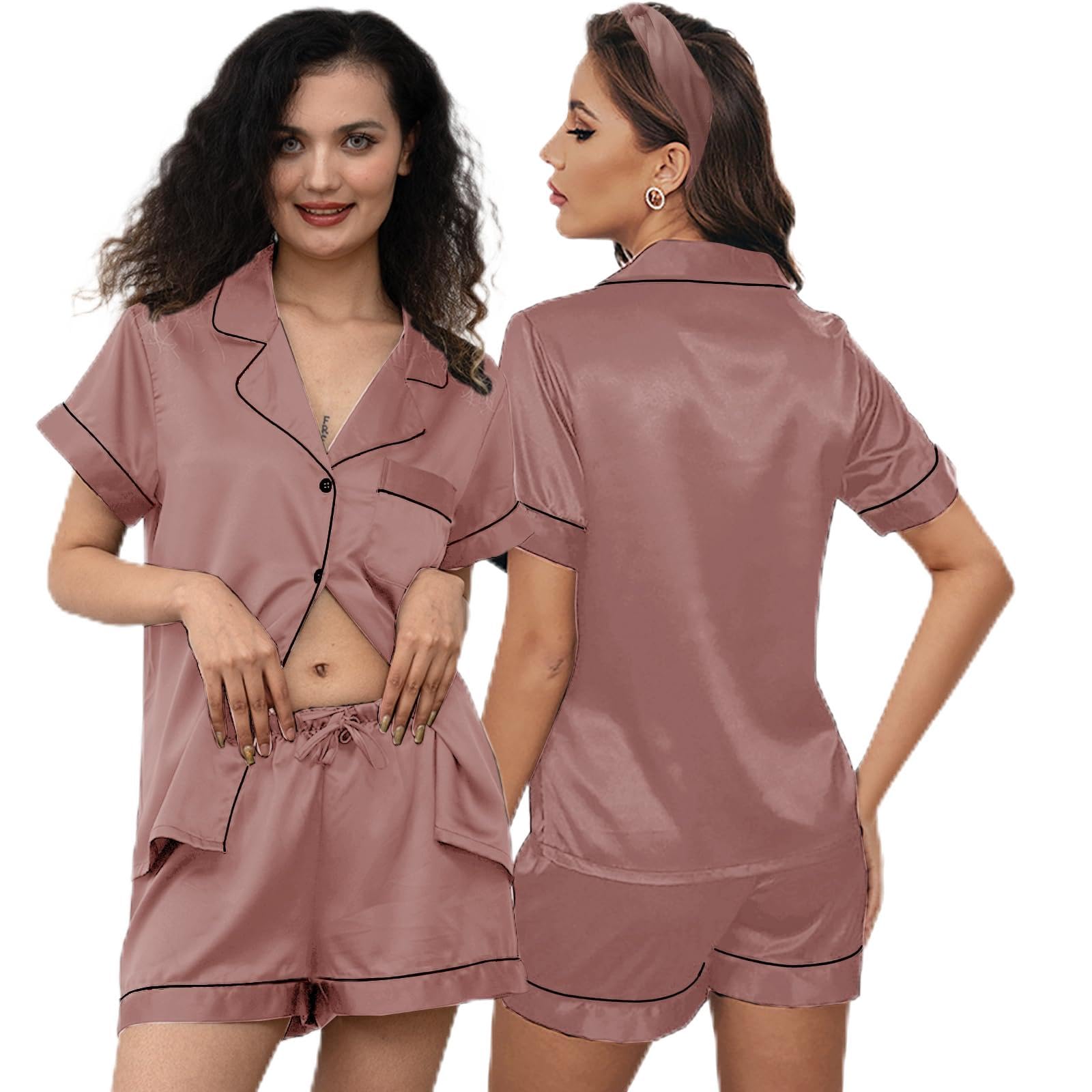 3Pcs Silk Pajamas XS-4XL Womens Satin Pajama Short Floral Sleepwear Bride Soft Pj Lounge Sets Pjs Shorts Set WEBE CLOTHING