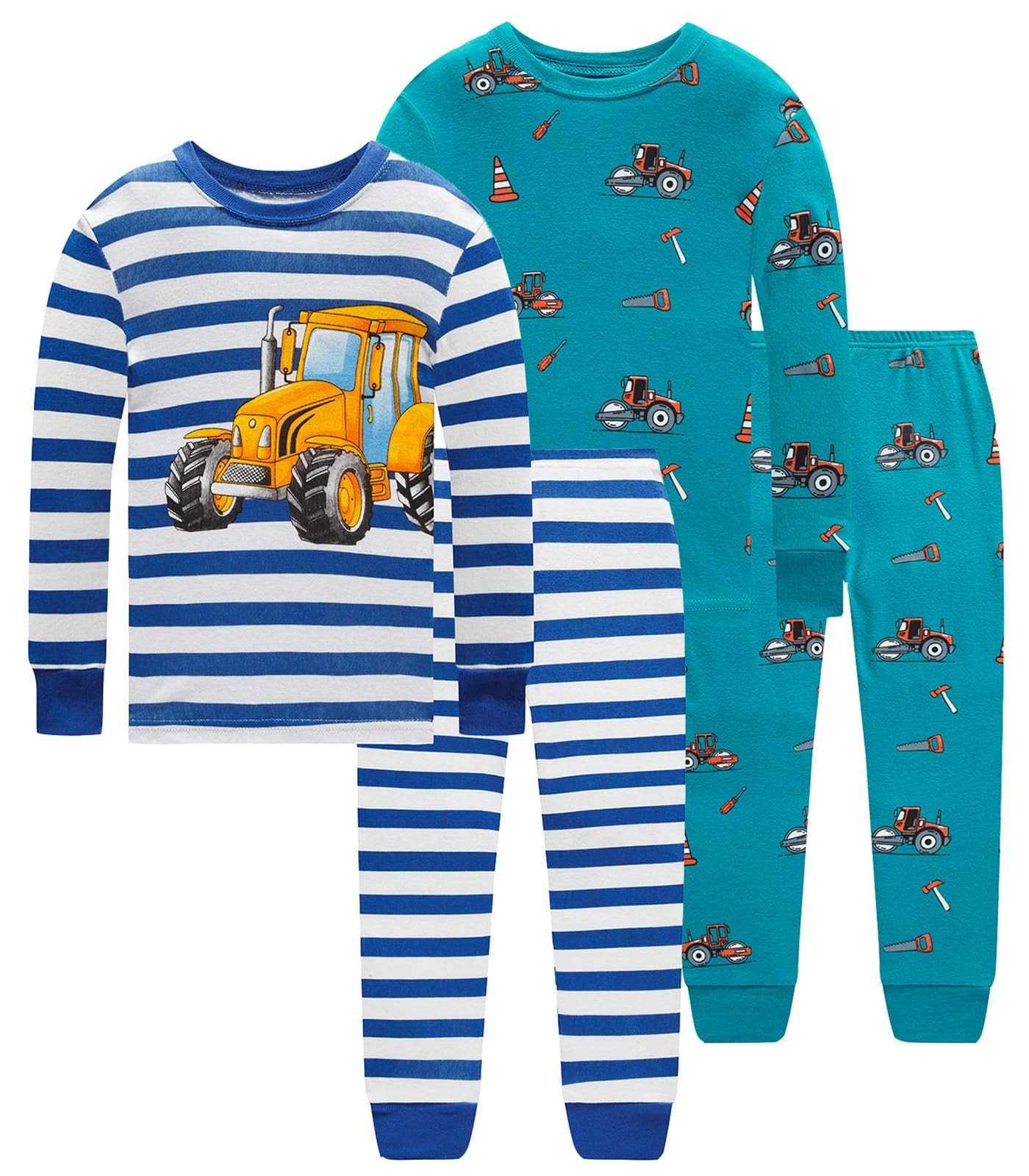 Little bety Cotton 4 Piece Pajamas Boys Long Sleeve Sets Toddler Boys Pjs Kids Sleepwear Sets