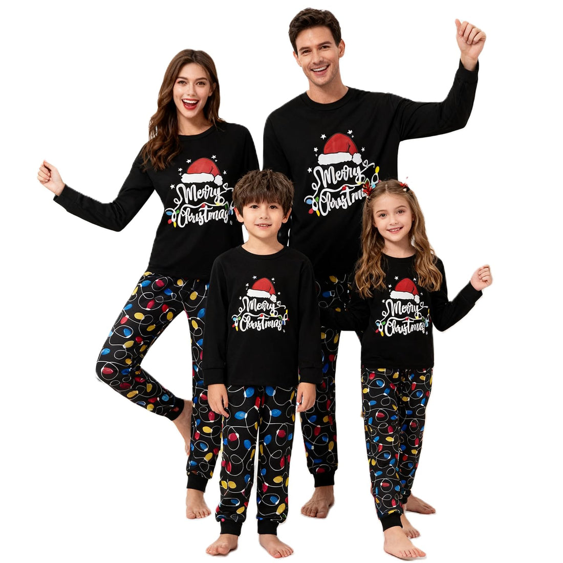 Awoscut Christmas Family Matching Pajamas Sets Christmas PJ's Letter Print Top and Plaid Pants Jammies Sleepwear