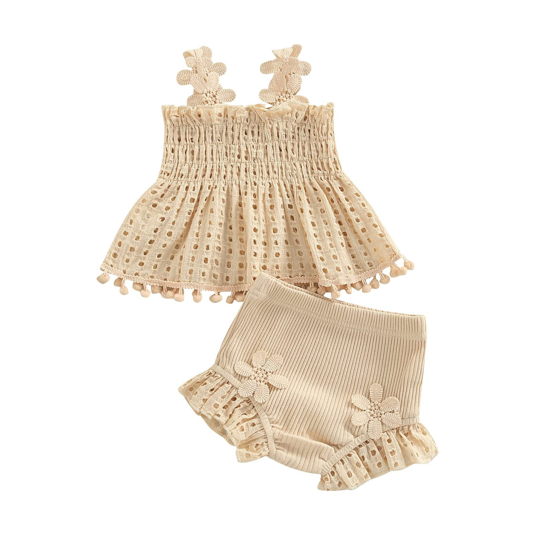 Newborn Baby Girl Summer Clothes Sleeveless Floral Top Ribbed Shorts Boho Outfit Set WEBE CLOTHING